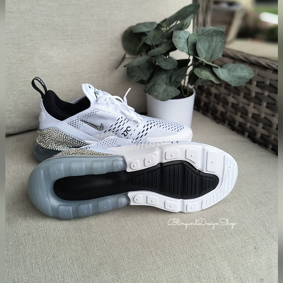Women's Nike Air Max 270 White Sneakers made with Swarovski Crystals Custom - Picture 7 of 7